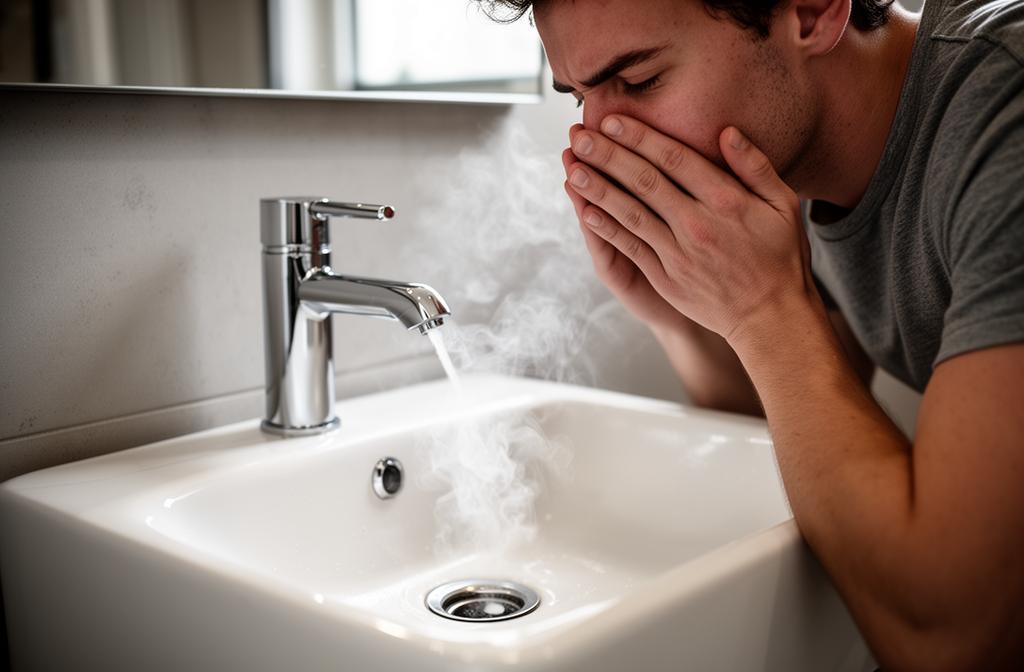 Salle de bain avec problème d'odeurs de canalisation nécessitant un diagnostic