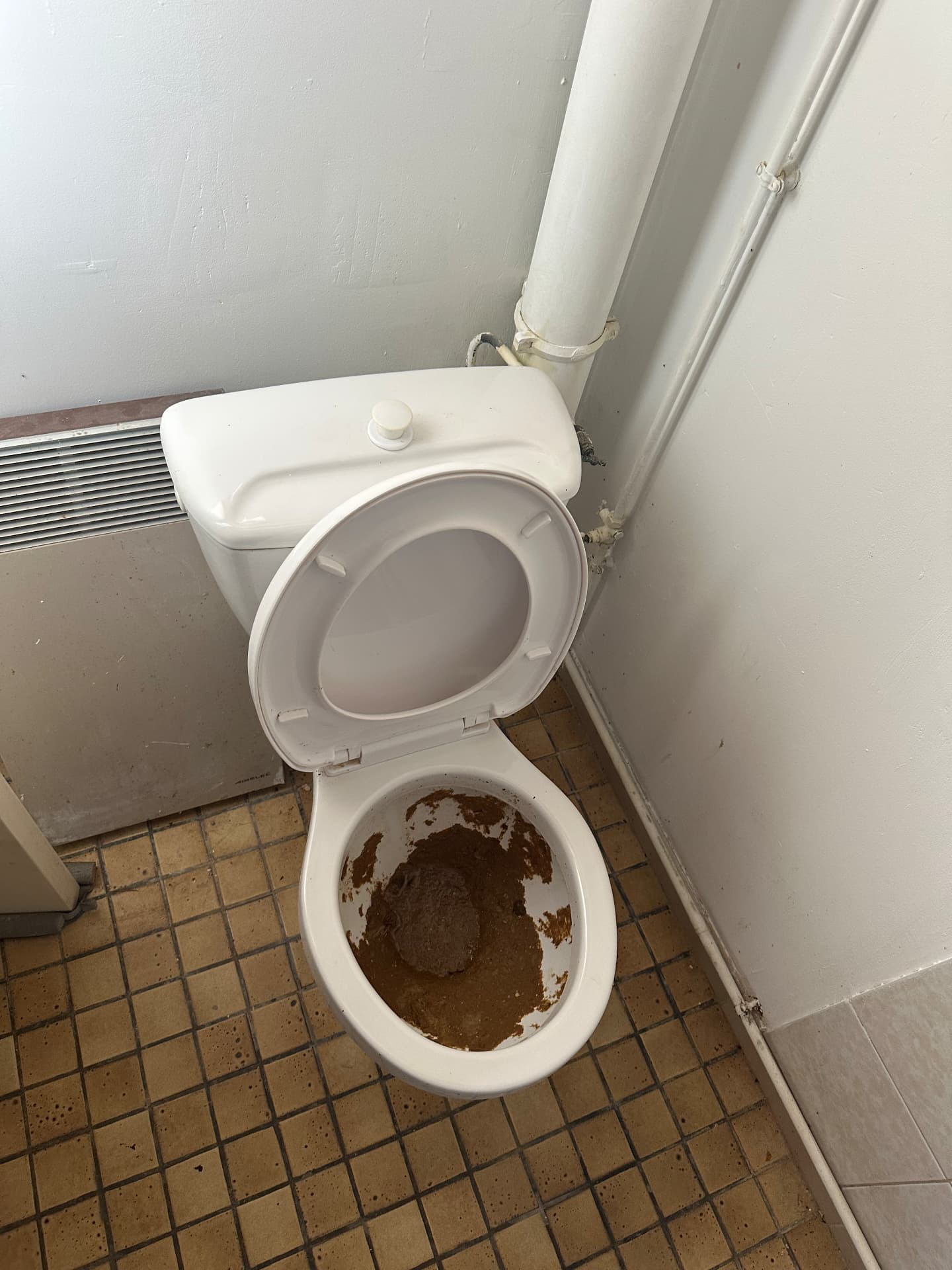 Cuvette de WC obstruée par un refoulement d'eaux usées — Paris 16ᵉ